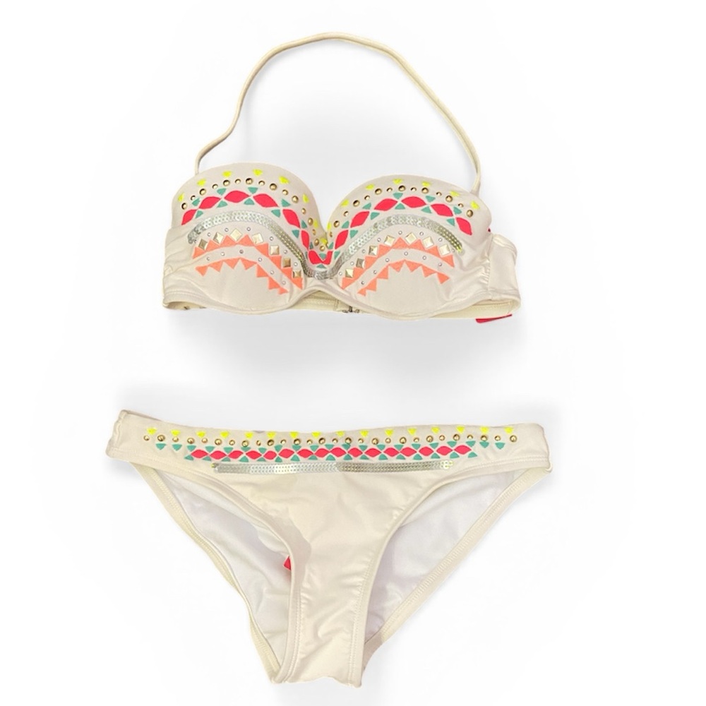 Xhilaration Embroidered White Bikini Set